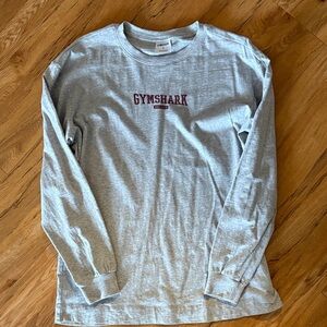 Gymshark Heather Gray Long Sleeve Tee with Burgundy Logo